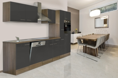 respekta Küchenzeile KB310EYG Eiche York Nachbildung - Front grau Seidenglanz