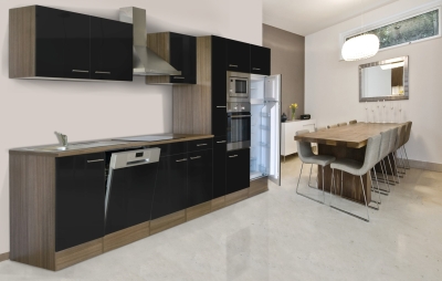 respekta Küchenzeile KB370EYSMIGKE Eiche York Nachbildung - Front Dickkante 1,2 mm schwarz