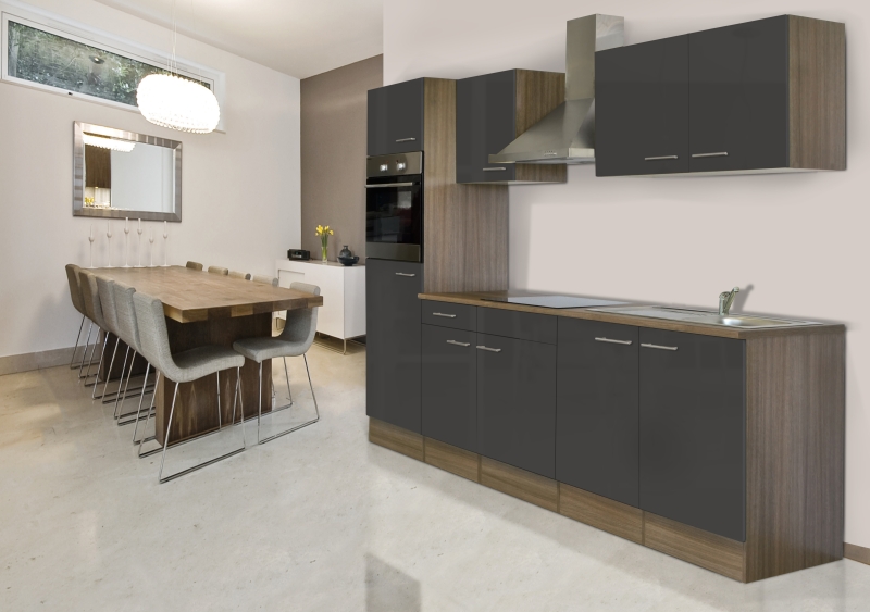 Respekta küchenzeile kb270eyg eiche york nachbildung front grau ... Küche graue front