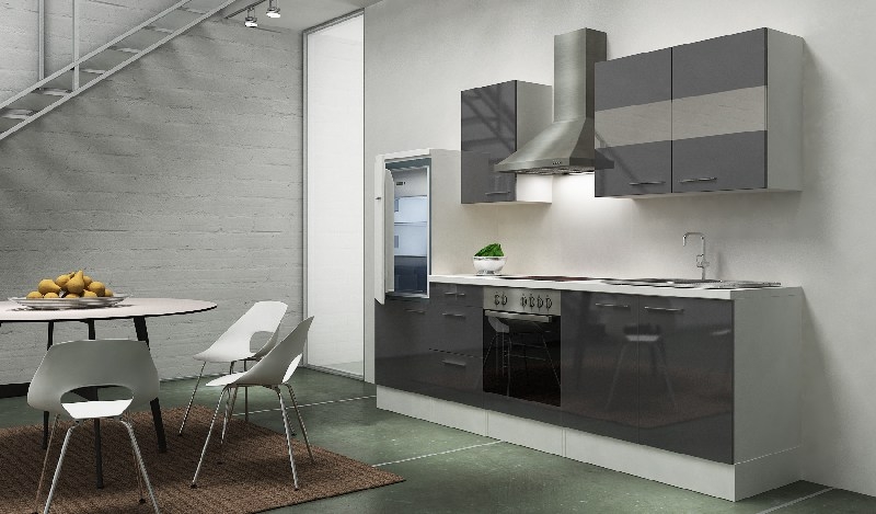 Küchenblock rp270wgc grau hochglanz